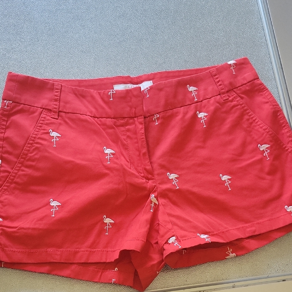 J. Crew Red Flamingo Pattern Shorts Size 4